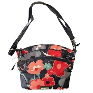 Lily Bloom Floral Triple Section Crossbody Hobo Handbag Purse Bag Spring Summer